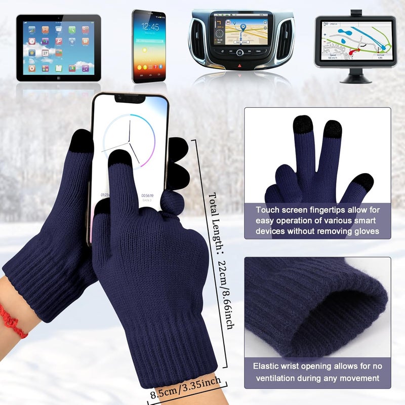 Darller Mens Winter Hats Scarf for Men with Touchscreen Gloves Warm Long Scaves and Skull Caps Beanie Hat Gloves Set - Image 4